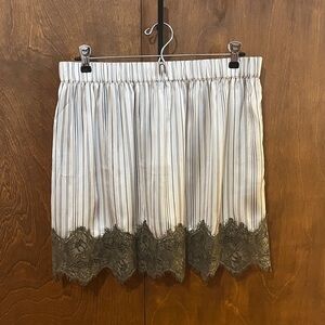 Topshop White and Gray Striped Mini Skirt with Lace